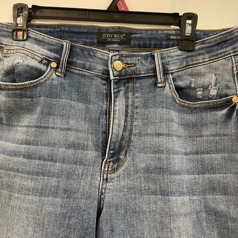 Judy Blue Medium Wash Distressed Dad Jeans